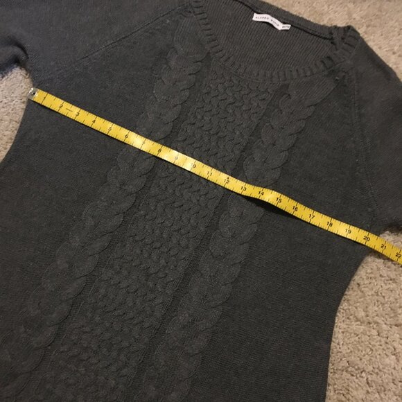 ALFRED SUNG Natural Blend Grey Cable Knit Sweater - Picture 12 of 16